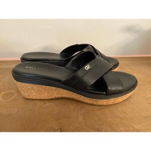 Cole Haan 9.5 Briella Grand Sandal heel Black / Cork shoes
